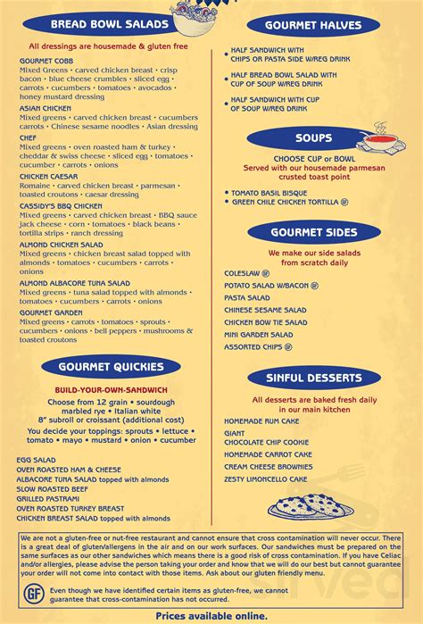 Baggin's Gourmet Sandwiches Downtown menu in Tucson, Arizona, USA