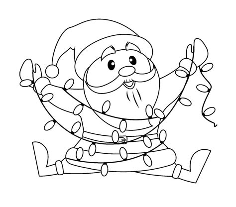 Santa Claus and Christmas Lights coloring page - Download, Print or Color Online for Free
