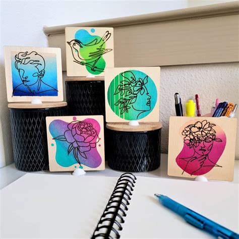 Display Art Square Wood Aesthetic With Acrylic Paint Gradient and ...