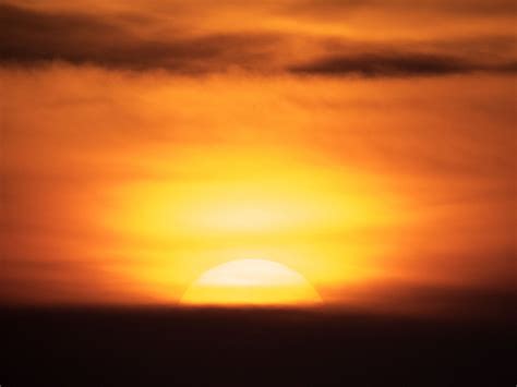 Free Photo: Sunset Big Yellow Sun on Orange Sky