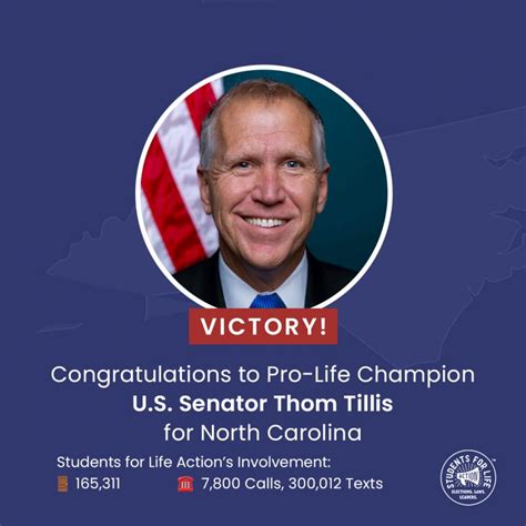 Senator Thom Tillis of North Carolina Maintains U.S. Senate Seat — SFLA Action