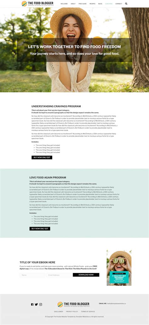 Food Blog Website Template • Template Websites For Coaches