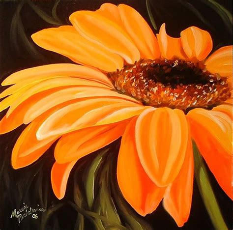 "A Gerbera Daisy Yellow" par Marcia Baldwin | Daisy painting, Acrylic ...