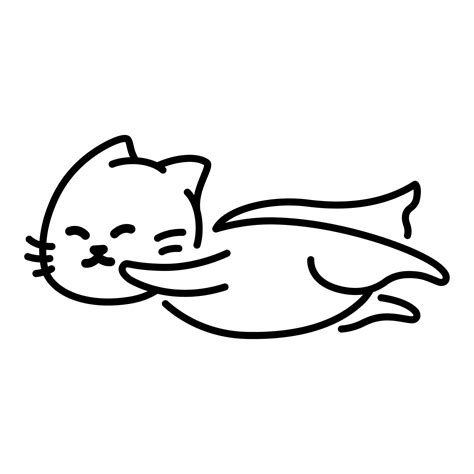 Flying superhero cat. Minimalist line art cat drawing. 32323167 Vector ...