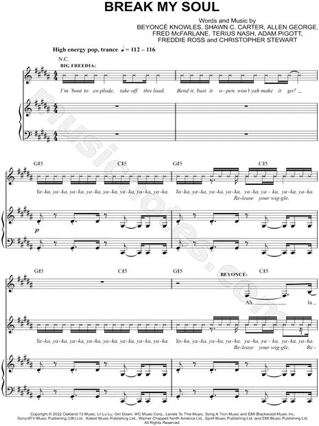 Beyoncé "BREAK MY SOUL" Sheet Music in G# Minor - Download & Print ...