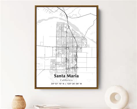 Santa Maria City Map Print, Santa Maria California Map Poster, USA City ...