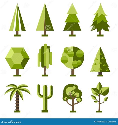 Vector set stylized tree stock vector. Illustration of foliage - 65549332