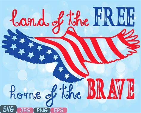 Land of the Free Home of the Brave Quote Silhouette SVG - Etsy