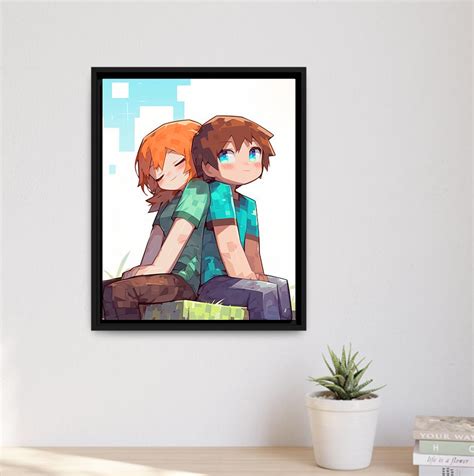 Steve and Alex Minecraft Poster Anime Art Gamer Home Decor Adventures ...