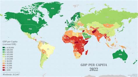 GDP per Capita Worldwide Mapped - Vivid Maps | Map, World bank data ...