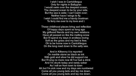 Carrickfergus Lyrics - Irish folk song lyrics - YouTube