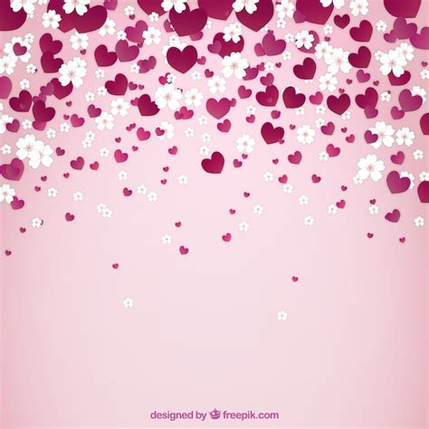 Spring background with flowers and hearts Vector | Free Download