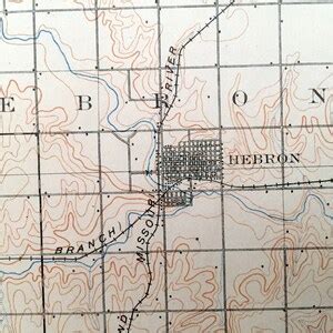 Antique Hebron, Nebraska 1898 US Geological Survey Topographic Map ...