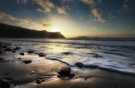 Sunset at Rhossili Bay Photograph by Leighton Collins