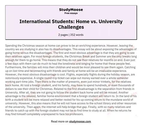 International Students: Home vs. University Challenges Free Essay Example