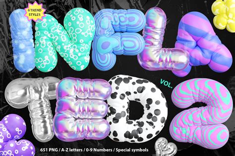 3D Inflated Type 2 Letters, Numbers | Graphics ~ Creative Market