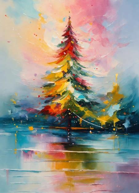 Premium AI Image | Abstract oil painting of Christmas tree