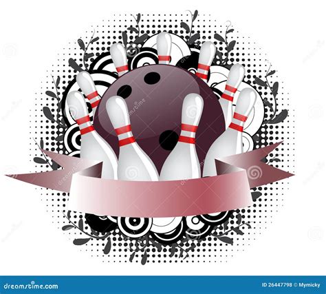 Bowling Logo Concept With Ribbon. Cartoon Vector | CartoonDealer.com ...