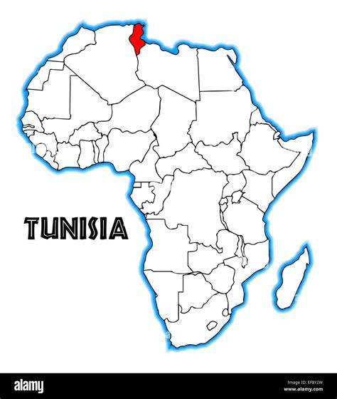 Tunisia outline inset into a map of Africa over a white background Stock Photo - Alamy