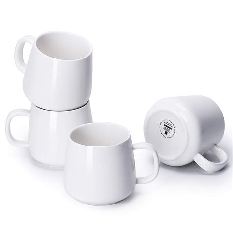 Buy Porcelain Coffee Mugs Set of 4-12 Ounce Cups with Handle for Hot or Cold Drinks like Cocoa ...