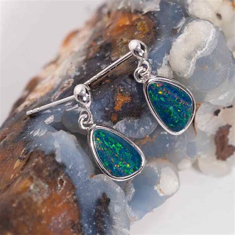 HEAVENS DESTINY STERLING SILVER GENUINE AUSTRALIAN OPAL DROP EARRINGS