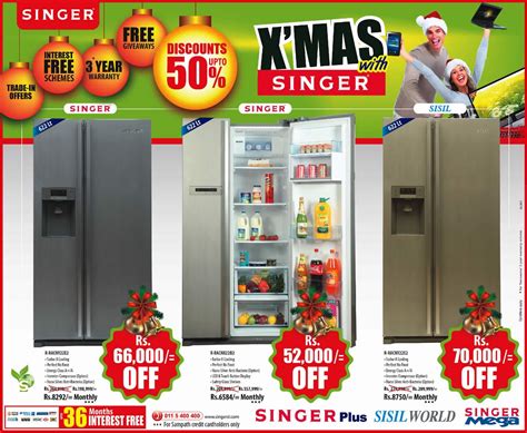 Singer side by side door refrigerators Discounts Upto 50% Now at Singer ...