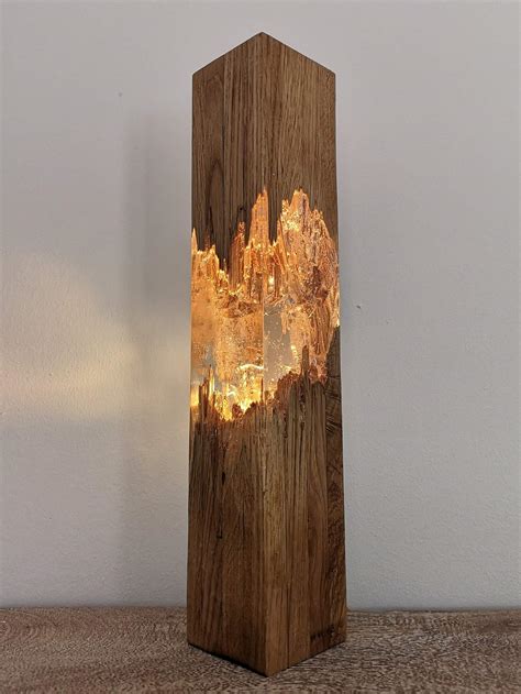 Lampe en bois époxy lampe lampe de nuit décor de table de | Etsy | Wood ...