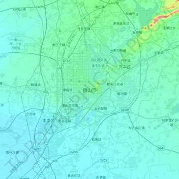 Tangshan topographic map, elevation, terrain