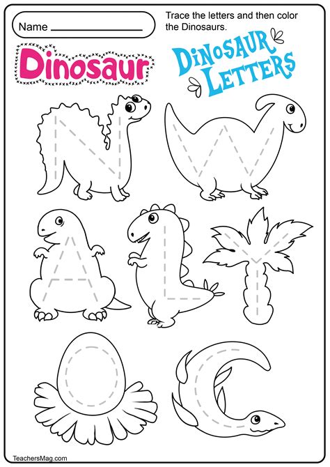 Dinosaur Tracing Coloring Pages Free Printable Dinosaur Activities ...