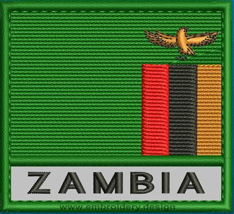 Design embroidery Flag of Zambia with Text Caption and Colour Trim by ...