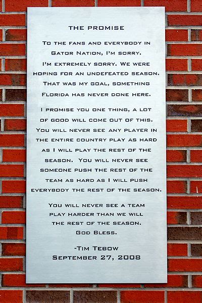 ESPN - Photos - Tebow speech engraved on plaque