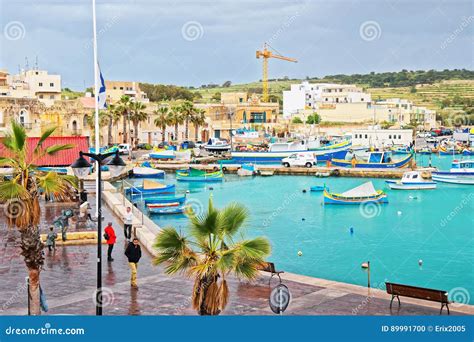 People and Luzzu Colorful Boats at Marsaxlokk Harbor Malta Editorial Image - Image of island ...