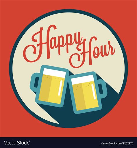 Happy hour with beer Royalty Free Vector Image