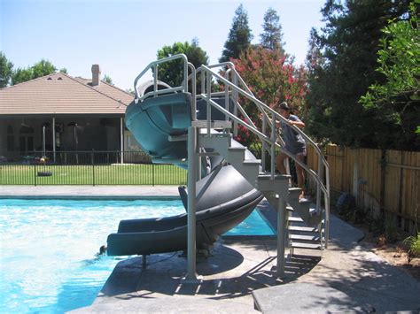 Vortex Inground Pool Slide Half Tube and Staircase (Gray Granite) | Pool Supplies Canada