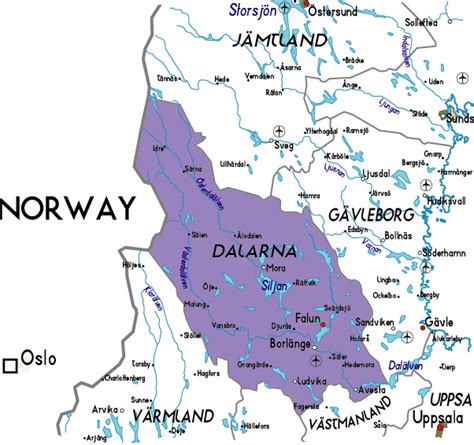 Map of Dalarna in Sweden