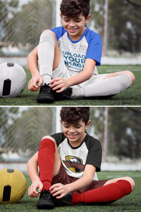 Placeit - Custom Soccer Jerseys - Happy Boy Buckling His Shoes | Custom soccer, Soccer jersey ...