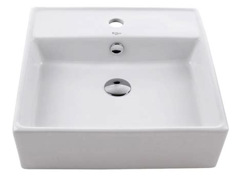 Kraus White Square Ceramic Vessel Sink with Drain Satin Nickel - KR_KCV ...