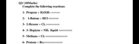 Solved Q2/(18Marks) Complete the following reactions 1- | Chegg.com