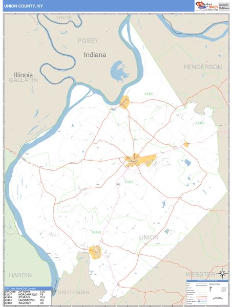 Union County, Kentucky Zip Code Wall Map | Maps.com.com