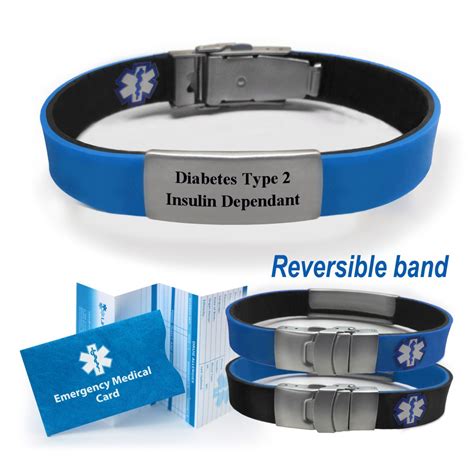 Pre-engraved “DIABETES TYPE 2” SPORT SLIM Medical Alert Bracelet. Choose From a Variety of ...