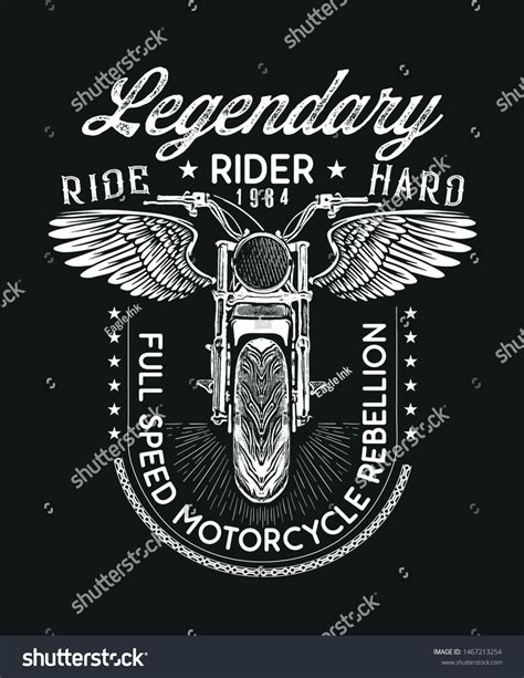 Vector Monochrome Illustration Motorcycle Wings Design Stock Vector ...