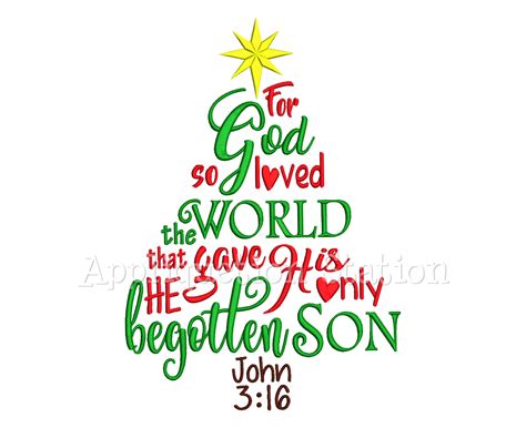 John 3:16 Word Art Christmas Tree Machine Embroidery Designs | Etsy