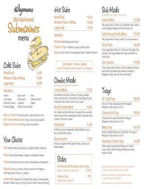 Wegmans Subs Menu PDF: Complete with ease | airSlate SignNow