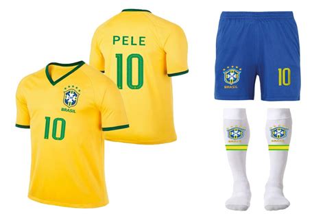 Buy Brazil National Short Sleeve Soccer Jersey Kit-Pele #10 Soccer ...