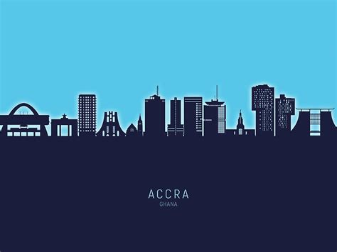 Accra Ghana Skyline #75 Digital Art by Michael Tompsett