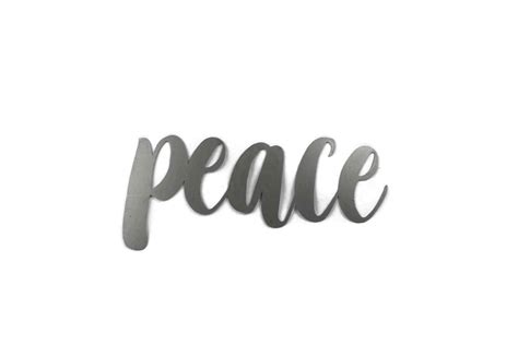 peace script, peace metal sign, metal word art, inspirational sign ...