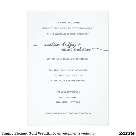 Simply Elegant Gold Wedding Invitation | Zazzle