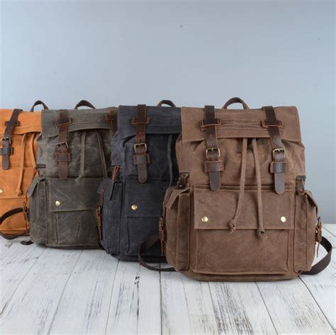 vintage style waxed canvas backpack by eazo | notonthehighstreet.com