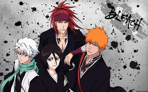 bleach, Kurosaki, Ichigo, Kuchiki, Rukia, Hitsugaya, Toshiro, Anime, Abarai, Renji, Ink, Blot ...