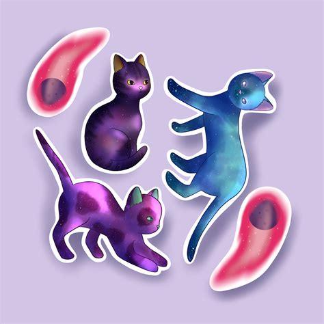 Galaxy Cat Stickers Hand Made Stickers Space Stars - Etsy